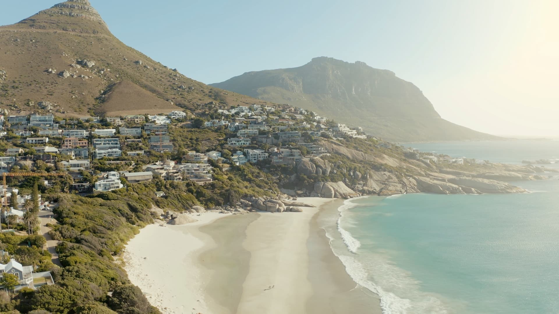 Aerial view of a beach on the Cape Town coast